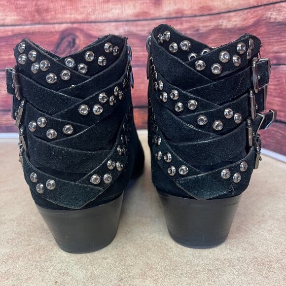 Sam Edelman Penrose Black Suede Studded Ankle Booties - Picture 4 of 15